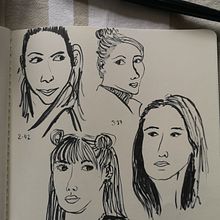 Fast faces with ink and a brush. Drawing, Portrait Drawing, and Traditional illustration project by Pippa - 01.02.2022