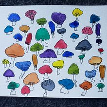 Mushrooms. Een project van Schilderij, Traditionele illustratie y Craft van Kim Farrell - 15.01.2022