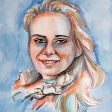 Watercolors Portrait. Fine Arts, Painting, Watercolor Painting, and Portrait Drawing project by Nadine Iben - 01.15.2022