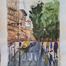 Mon projet du cours : Paysages urbains à l’aquarelle. Un progetto di Belle arti, Pittura ad acquerello e Illustrazione architettonica di Virginie - 16.01.2022