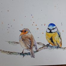 My project in Artistic Watercolor Techniques for Illustrating Birds course. Projekt z dziedziny Trad, c, jna ilustracja, Malowanie akwarelą, R, sunek realist, czn, Ilustracja naturalist i czna użytkownika karen_smolders84 - 18.01.2022