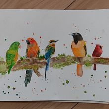 Mon projet du cours : Techniques artistiques d'aquarelle pour illustrer les oiseaux. Projekt z dziedziny Trad, c, jna ilustracja, Malowanie akwarelą, R, sunek realist, czn, Ilustracja naturalist i czna użytkownika cecile_orengo - 18.01.2022