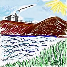 House by Pond . Projekt z dziedziny Trad, c, jna ilustracja,  Sztuki piękne,  Malarstwo, Ilustracja c, frowa, Malowanie akwarelą, Malarstwo c i frowe użytkownika Judy - 15.01.2022