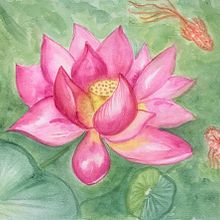 Lili's Koi Pond . Projekt z dziedziny Trad, c, jna ilustracja,  Sztuki piękne i Malowanie akwarelą użytkownika Judy - 14.01.2022