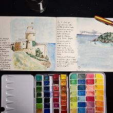 Mon projet du cours : Carnet de voyage à l’aquarelle. Traditional illustration, Watercolor Painting, Architectural Illustration, and Sketchbook project by Lucie Avenel - 01.19.2022