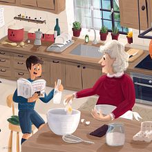 La merienda (Cruz Roja). Un proyecto de Ilustración tradicional, Ilustración editorial, Ilustración digital e Ilustración infantil de Félix Díaz de Escauriaza - 18.01.2022