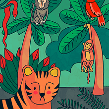 Three tigers. Projekt z dziedziny Trad, c, jna ilustracja, Kreat, wność, Ilustracja c, frowa, R, sunek c i frow użytkownika Mathilde Høst - 19.01.2022