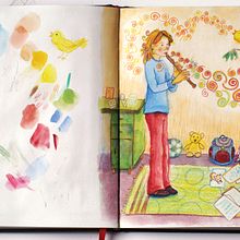 Skizzenbuch als Erkundungsreise. Traditional illustration, Drawing, Gouache Painting, Music, Fine Arts, Creativit, Sketchbook, and Colored Pencil Drawing project by Regina Jungk - 01.20.2022