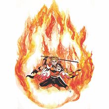 Proyecto acuarela: Kyojuro Rengoku . Ilustração tradicional, Desenho, Pintura em aquarela, e Mangá projeto de Juan Josué Chuquimia Lima - 21.01.2022