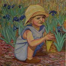 Luzie with Irises. Un proyecto de Pintura al óleo de Florian Clemente - 21.01.2022
