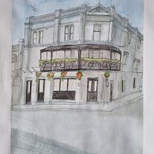 My project in Architectural Sketching with Watercolor and Ink course. Sketching, Drawing, Watercolor Painting, Architectural Illustration, Sketchbook & Ink Illustration project by quin_phillip - 01.22.2022