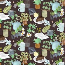 Motif illustré "Tea Time" (Procreate & Photoshop). Pattern Design, Botanical Illustration, Digital Illustration, Traditional illustration, and Watercolor Painting project by Nelly Glassmann - 01.22.2022