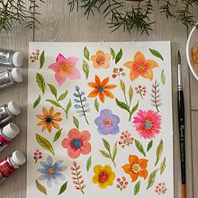My project in Vibrant Floral Patterns with Watercolors course. Traditional illustration, Pattern Design, Watercolor Painting, and Botanical Illustration project by robin0612 - 01.21.2022