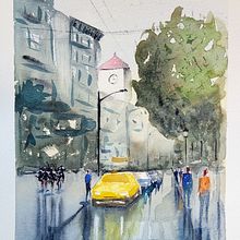 Mi Proyecto del curso: Paisajes urbanos en acuarela. Projekt z dziedziny  Sztuki piękne, Malowanie akwarelą,  R i sunek architektoniczn użytkownika Rosa Rey Pousada - 23.01.2022