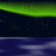 Creative coding: the aurora borealis on a starry night above a moonlit ocean. Un progetto di Motion graphics, Multimedia e JavaScript di Joris Janssens - 23.01.2022