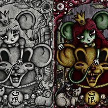 Chinese Zodiac- Rat. Traditional illustration, Drawing, and Digital Painting project by Matteo Pacitto - 01.24.2022