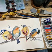 My project in Artistic Watercolor Techniques for Illustrating Birds course. Traditional illustration, Watercolor Painting, Realistic Drawing, and Naturalistic Illustration project by limjomc - 01.23.2022