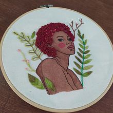 Meu projeto do curso: Criação de retratos bordados com aquarela. Painting, Watercolor Painting, Embroider, and Textile Design project by Elaine Aparecida de Lima - 01.23.2022