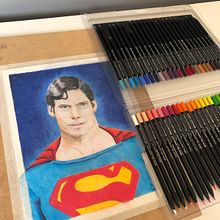 Christopher Reeve - Superman. Traditional illustration, Fine Arts, Pencil Drawing, Drawing, Portrait Drawing, Realistic Drawing, Artistic Drawing, and Colored Pencil Drawing project by Agustin Machetanz - 01.24.2022