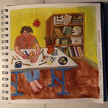 selfportrait while drawing. Projekt z dziedziny Tradycyjna ilustracja użytkownika regnsang - 25.01.2022