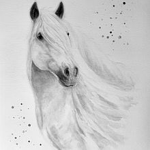 White Horse. Projekt z dziedziny Trad, c, jna ilustracja,  Sztuki piękne,  Malarstwo i Malowanie akwarelą użytkownika Judy - 23.01.2022