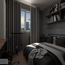 Quarto Masculino Moderno. Un proyecto de Diseño de interiores de Gabrielle Slomczynski - 16.05.2021