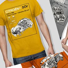 Diseño de camisetas con varios modelos de coches clásicos. Un progetto di Design, Illustrazione tradizionale, Pubblicità, Belle arti e Graphic design di Rubén Huéscar Santos - 08.05.2020