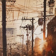 Wired Sunset Ein Projekt aus dem Bereich Aquarellmalerei, Concept Art, Malerei und Sketchbook von Reha Sakar - 29.01.2022