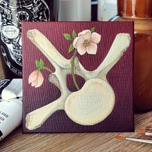 Whale and Helleborus. Acrylic painting 10x10cm. Traditional illustration project by Kytie - 01.29.2022