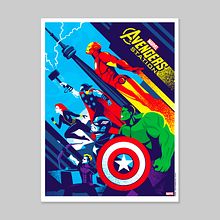 Avengers poster v2. Design, Traditional illustration, and Screen Printing project by Dan Stiles - 11.29.2021