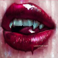 Vampire Lips. Un proyecto de Ilustración tradicional, Ilustración digital, Dibujo digital, Pintura digital y Dibujo realista de Laura Leiva - 25.01.2022