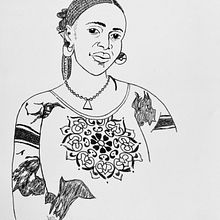 African Woman. Projekt z dziedziny Trad, c, jna ilustracja,  Sztuki piękne,  R i sunek atramentem użytkownika Judy - 30.01.2022