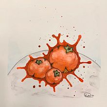 Splattered tomatoes. Projekt z dziedziny Trad, c, jna ilustracja, Malowanie akwarelą i  Malarstwo użytkownika vacker8 - 25.01.2022