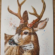 Stag in watercolor. Un progetto di Illustrazione tradizionale, Bozzetti, Pittura ad acquerello e Belle arti di Henriëtte Doornwaard - 31.01.2022
