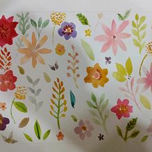 Meu projeto do curso: Padrões florais vibrantes com aquarela. Traditional illustration, Pattern Design, Watercolor Painting, and Botanical Illustration project by Maria Moll - 02.02.2022