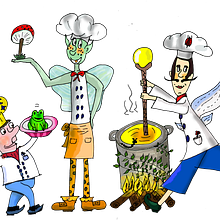 Cocinero mágicos del bosque en color. Traditional illustration project by Elena Muñoz - 02.04.2022