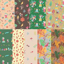 Autumn patterns. Design, Traditional illustration, Pattern Design, and Printing project by sonia111 - 02.04.2022
