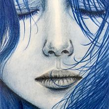 "Feeling blue" . Un proyecto de Dibujo con lápices de colores, Dibujo de Retrato y Dibujo artístico de doriisdrawing_1 - 05.02.2022