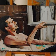 Portrait of a friend - oil on canvas. Fine Arts, Painting, and Oil Painting project by Gabriele Olivieri - 01.29.2022