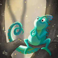 The Chameleon. Traditional illustration, Character Design, Drawing, and Digital Illustration project by Silke Lukas - 02.06.2022