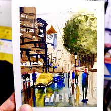 Paisagens urbanas em aquarela . Arte plastice, Pictură în acuarelă & Ilustrație arhitecturală de Evelyn Santos - 02.10.2022