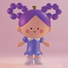 Cute little grape girl using 3D Blender.. Een project van Traditionele illustratie, Ontwerp van personages, Digitale illustratie,  3D-modellering y Manga van Sukhwi H - 10.02.2022