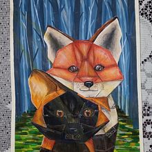 "Zorros plateados" técnica mixta.. Fine Arts, Painting, Acr, lic Painting, and Oil Painting project by Cheryl Araujo - 02.11.2022