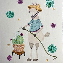 Lana Gardening . Traditional illustration, Watercolor Painting, and Children's Illustration project by Abbey - 02.11.2022