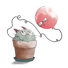 Il cactus e il palloncino. Un progetto di Ricamo di Claudia Bonandrini - 11.02.2022