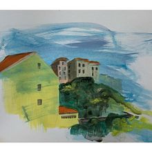 A view of Lisbon . Ilustrasi tradisional, Lukisan, Ilustrasi Arsitektur & Ilustrasi Tinta proyek oleh Jan Weiss - 02.12.2022