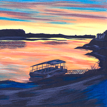 Coucher de soleil sur la Loire - Projet personnel. Ilustração tradicional projeto de Fabienne Petit - 14.01.2022