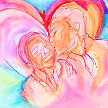 Ella y yo. Een project van  Beeldende kunst, Schilderij, Aquarelschilderen y  Portrettekening van guz_argenis - 14.02.2022