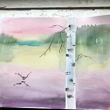 My project in Atmospheric Landscapes in Watercolor  course. Fine Arts, Painting, and Watercolor Painting project by Noémie Plante - 02.16.2022