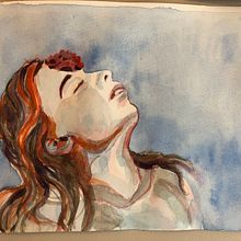 My project in Artistic Portrait with Watercolors course. Fine Arts, Painting, Watercolor Painting, and Portrait Drawing project by Noémie Plante - 02.16.2022